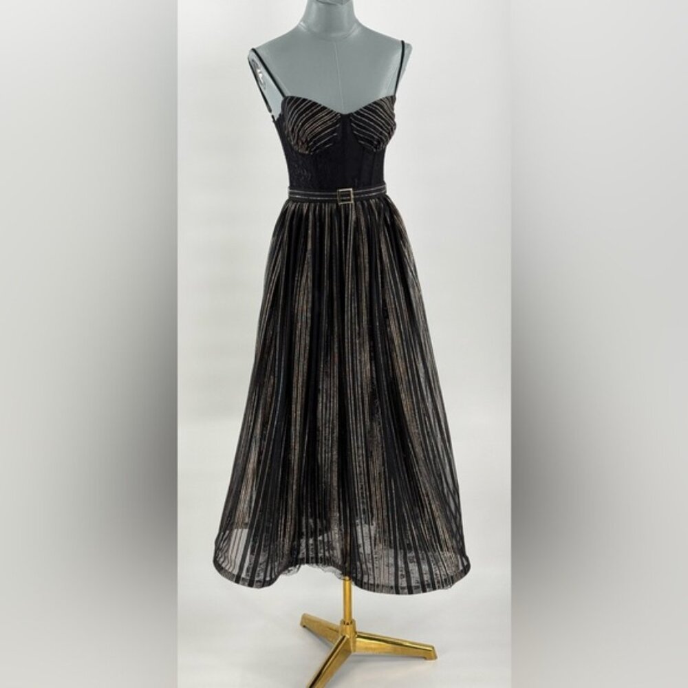 🆕 PATBO 🧿 NWOT Prism Lace & Lurex Metallic Thread Midi-Dress, Sz BR 36 US 4 - Picture 12 of 15